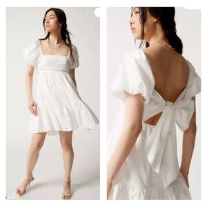 En Saison Anthro Juliet Puff Sleeve Eyelet Ruffle Big Bow Cutout Peasant Dress